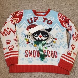 Ugly Sweater Party Cat Christmas Sweater Size Large